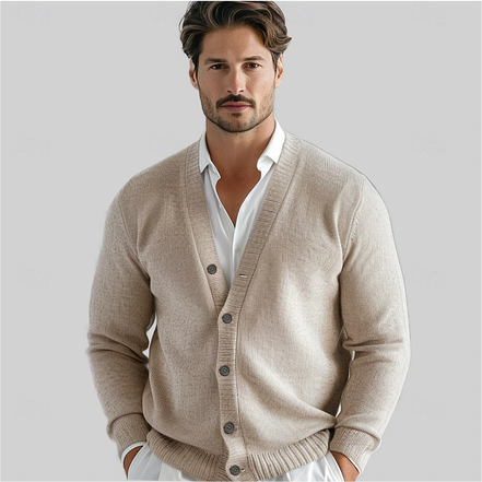 Mens Button Up Cardigan – Classic V Neck Everyday Style