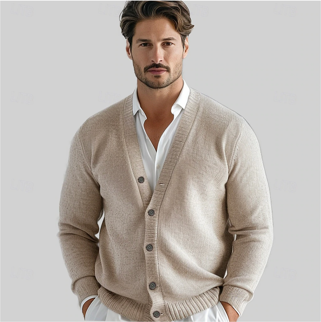 Mens Button Up Cardigan – Classic V Neck Everyday Style