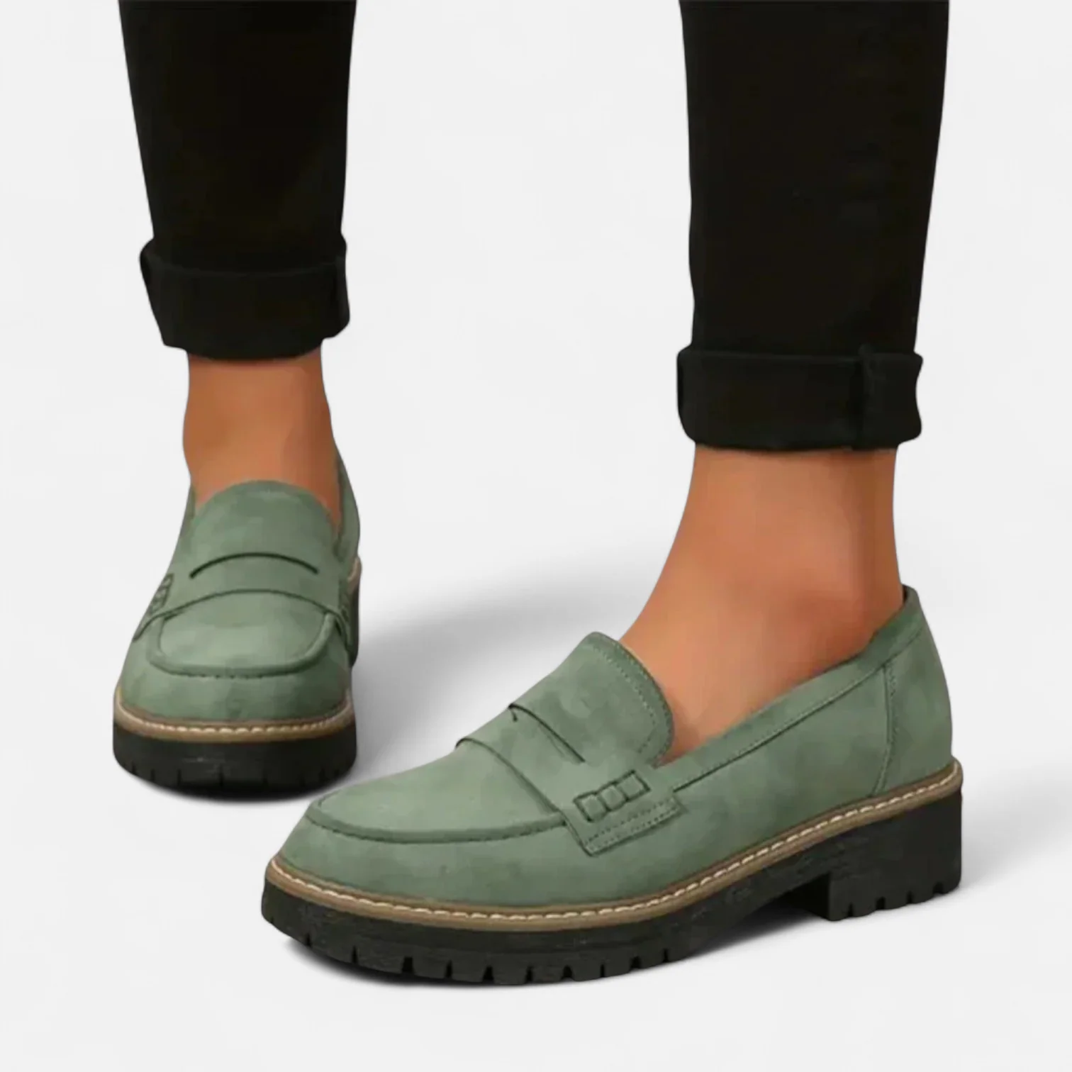 Womens Chunky Sole Loafers - Modern Penny Loafer Style