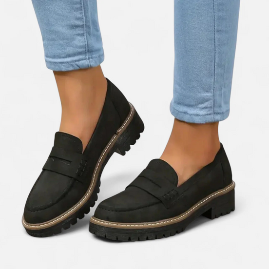 Womens Chunky Sole Loafers - Modern Penny Loafer Style