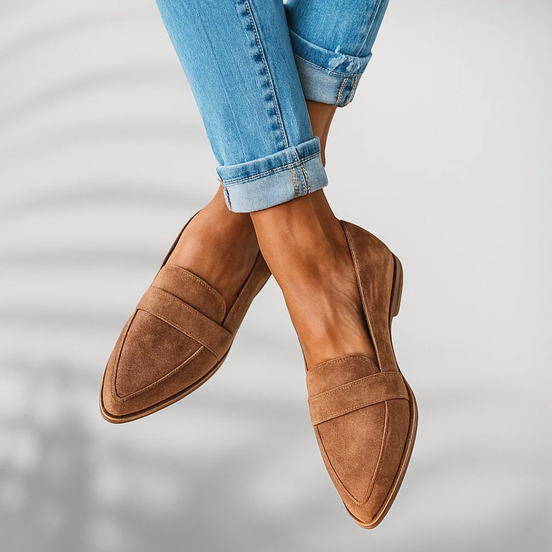 Womens Pointed-Toe Loafers - Flat Slip-On Style