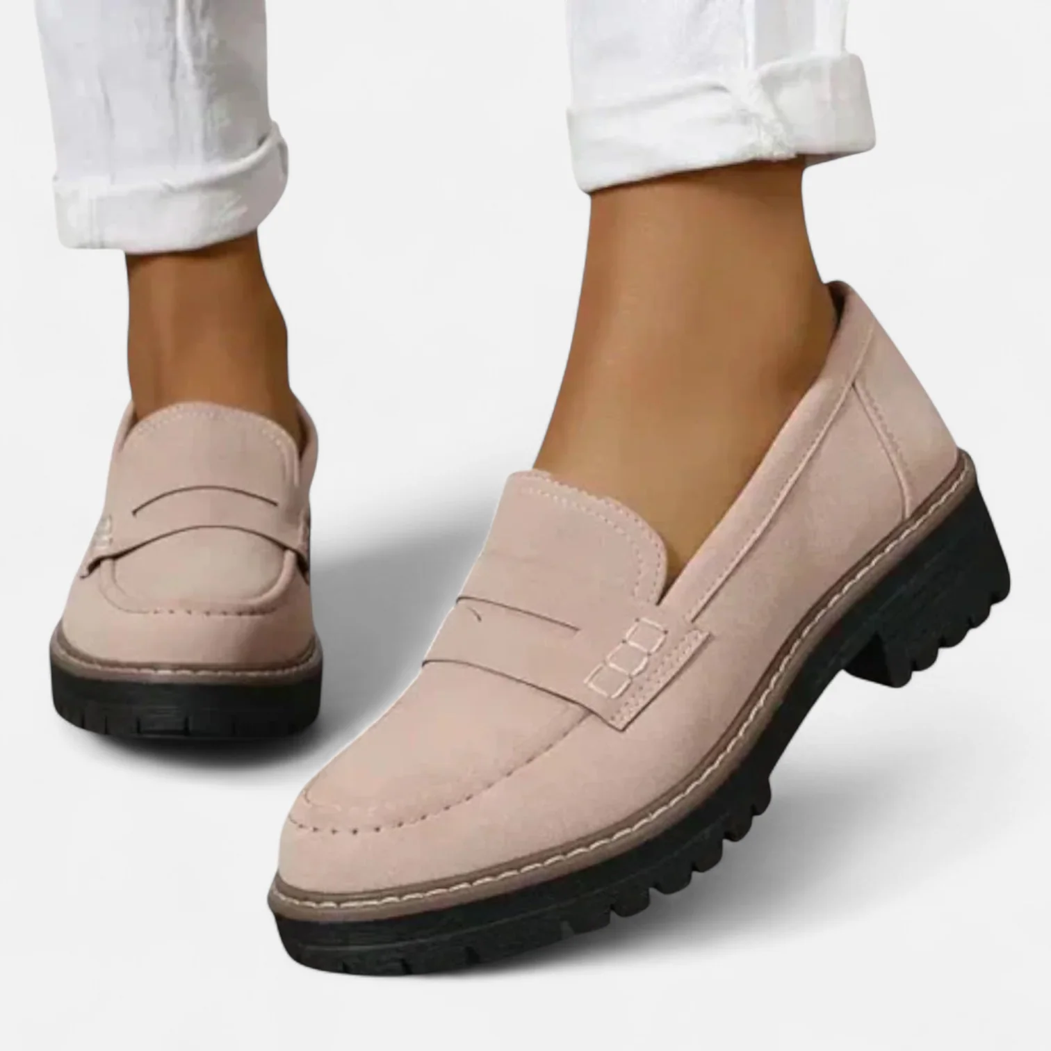 Womens Chunky Sole Loafers - Modern Penny Loafer Style