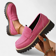 Womens Chunky Sole Loafers - Modern Penny Loafer Style