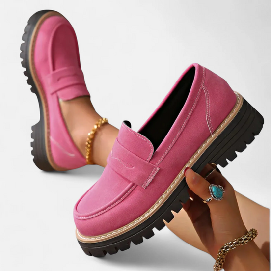 Womens Chunky Sole Loafers - Modern Penny Loafer Style