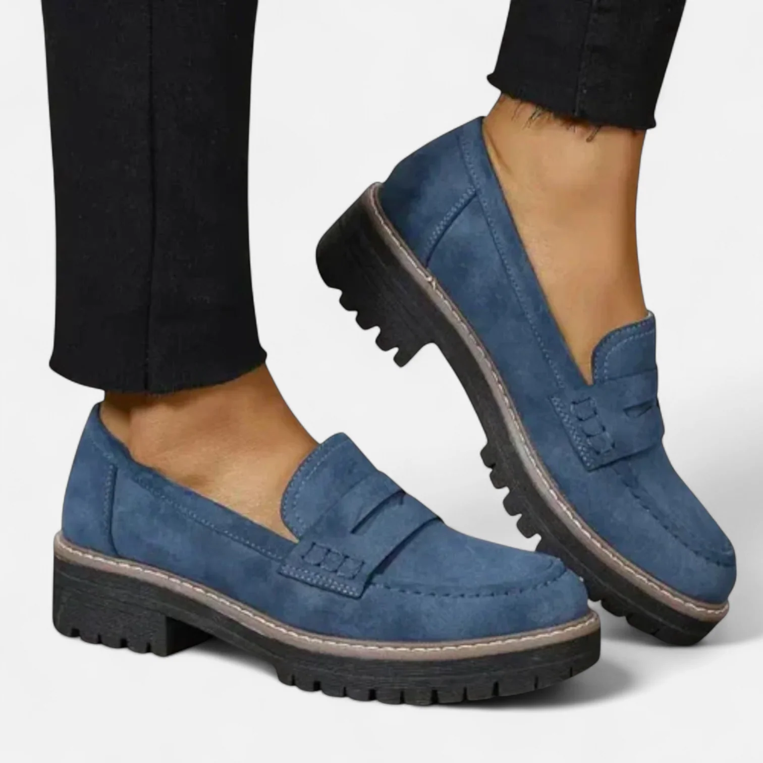 Womens Chunky Sole Loafers - Modern Penny Loafer Style