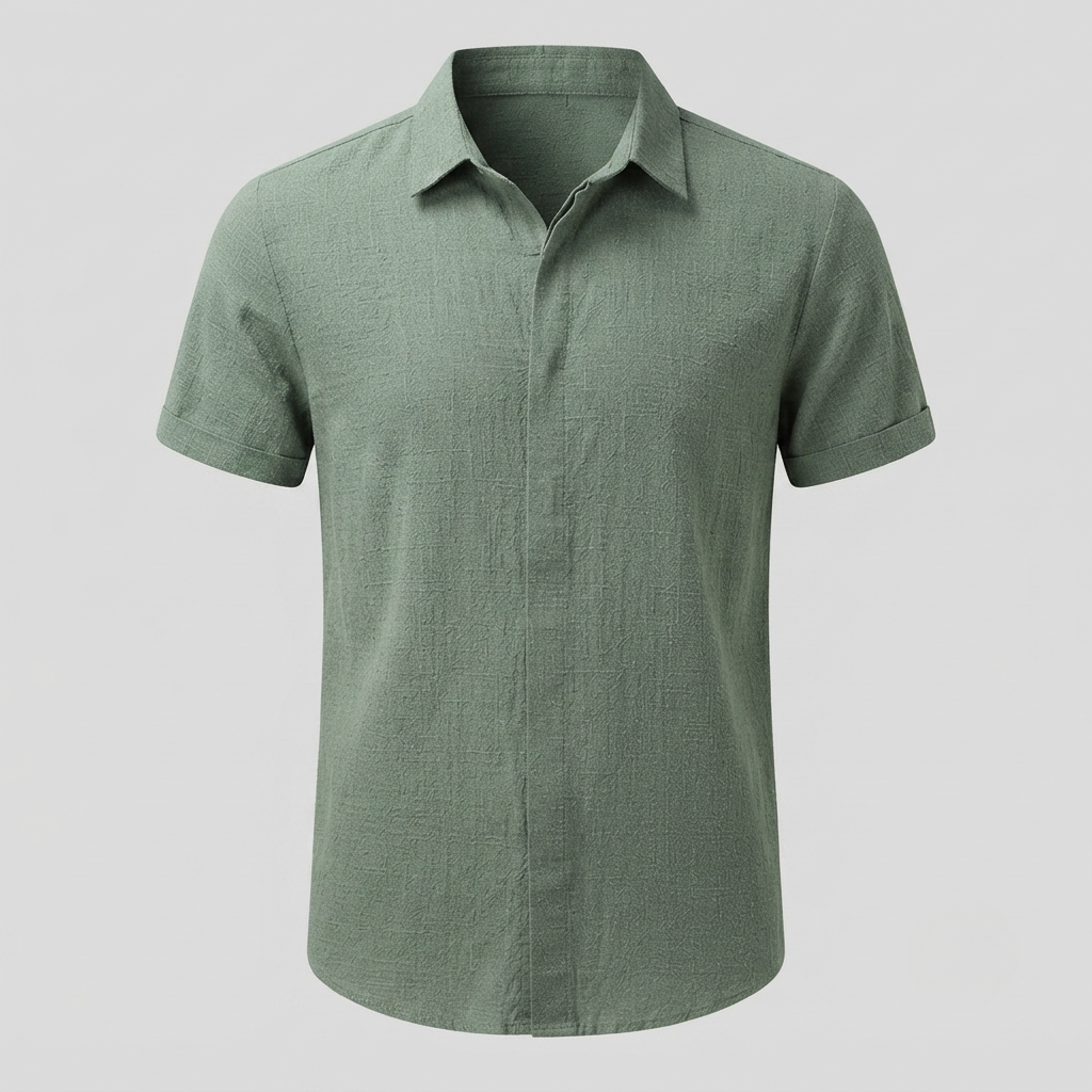 Mens Linen Blend Shirt - Relaxed Collared Style