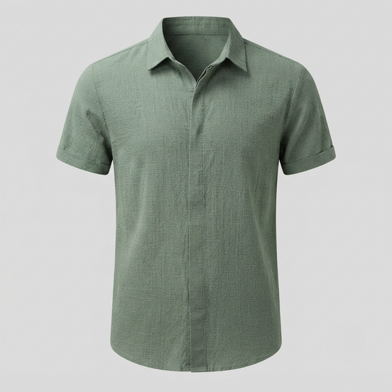 Mens Linen Blend Shirt - Relaxed Collared Style