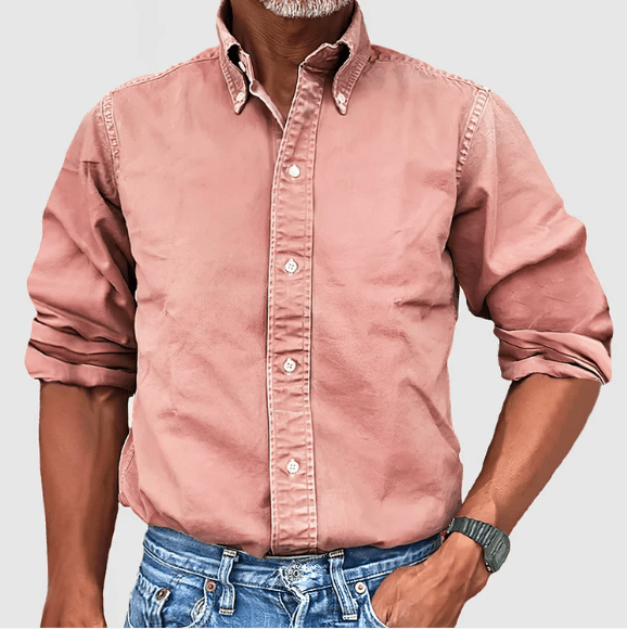 Mens Button-Down Collar Shirt - Classic Fit Long Sleeve