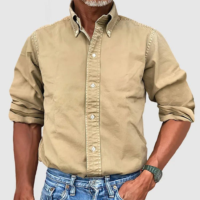Mens Button-Down Collar Shirt - Classic Fit Long Sleeve