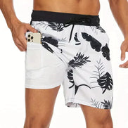 Mens Printed Swim Shorts - Tropical Drawstring Style