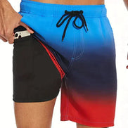 Mens Printed Swim Shorts - Tropical Drawstring Style