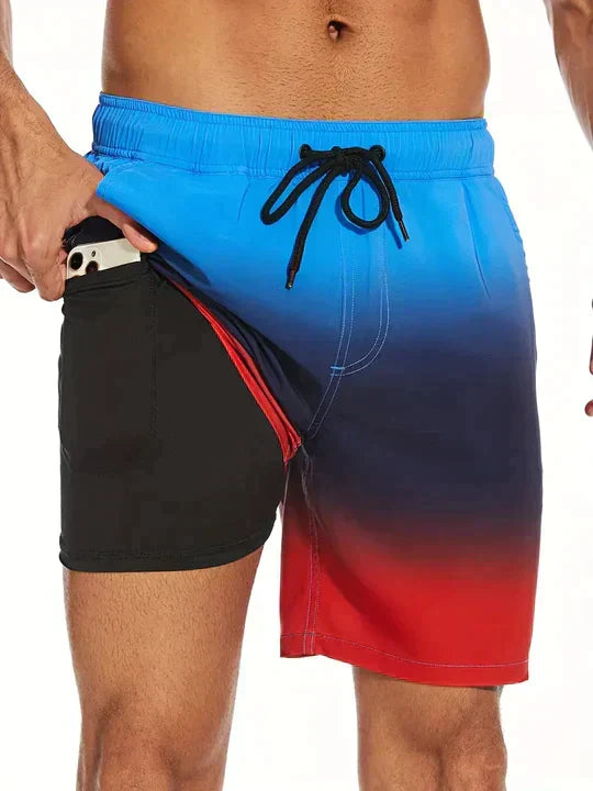Mens Printed Swim Shorts - Tropical Drawstring Style