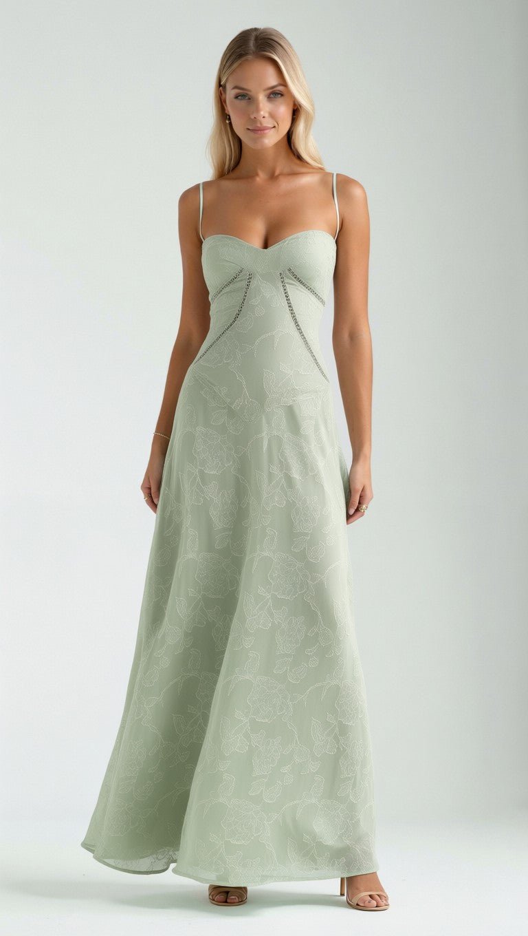 Womens Lace Style Maxi Dress – Elegant Occasion Statement Look