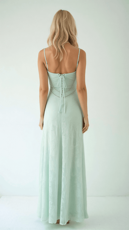 Womens Lace Style Maxi Dress – Elegant Occasion Statement Look