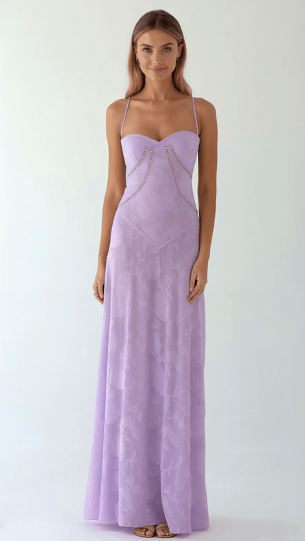 Womens Lace Style Maxi Dress – Elegant Occasion Statement Look