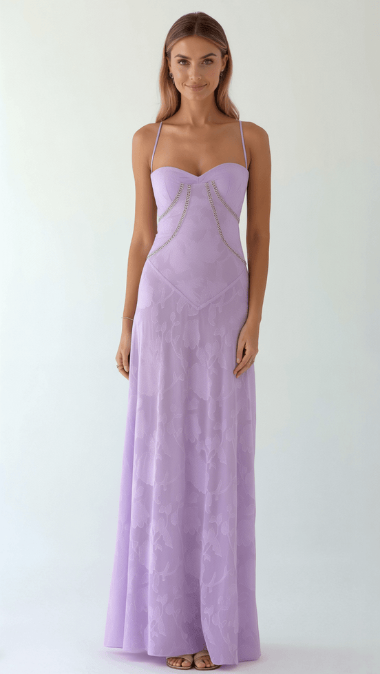 Womens Lace Style Maxi Dress – Elegant Occasion Statement Look