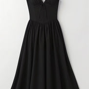 Womens Plunge Midi Dress – Elegant Twist Front Occasion Style