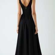 Womens Plunge Midi Dress – Elegant Twist Front Occasion Style