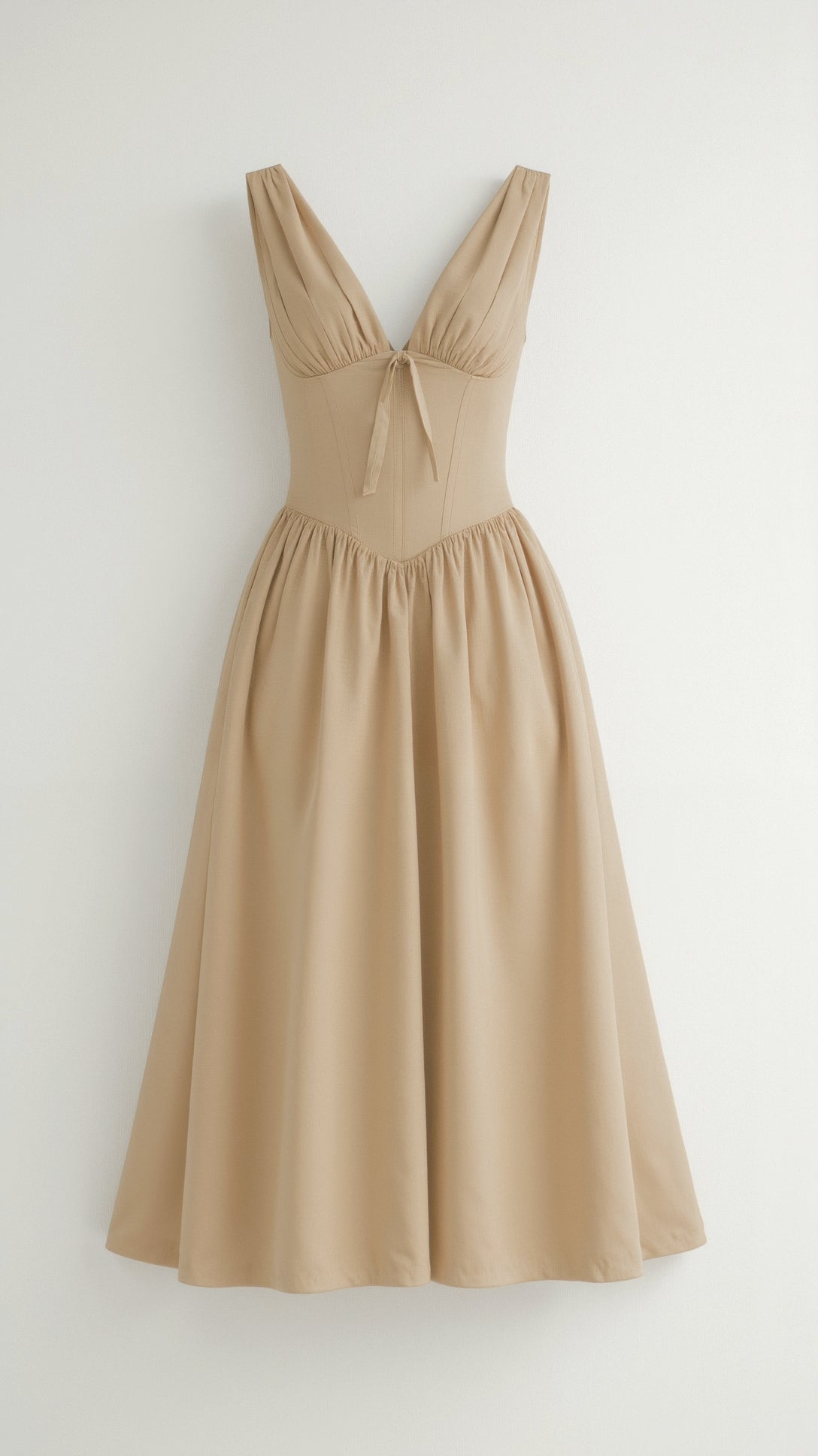 Womens Plunge Midi Dress – Elegant Twist Front Occasion Style