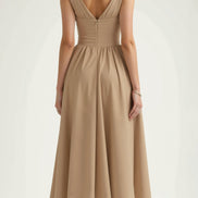 Womens Plunge Midi Dress – Elegant Twist Front Occasion Style