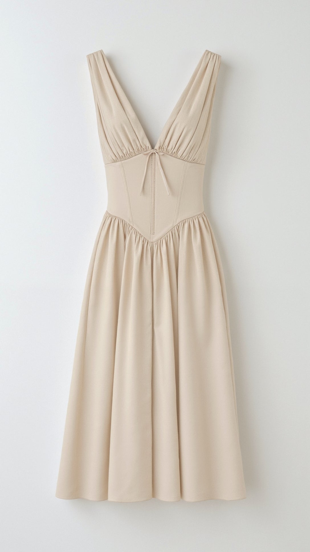 Womens Plunge Midi Dress – Elegant Twist Front Occasion Style