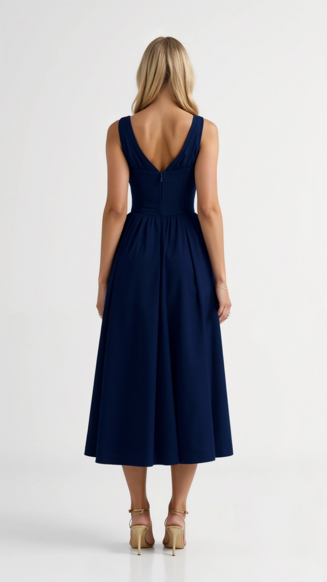 Womens Plunge Midi Dress – Elegant Twist Front Occasion Style