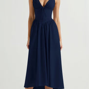 Womens Plunge Midi Dress – Elegant Twist Front Occasion Style