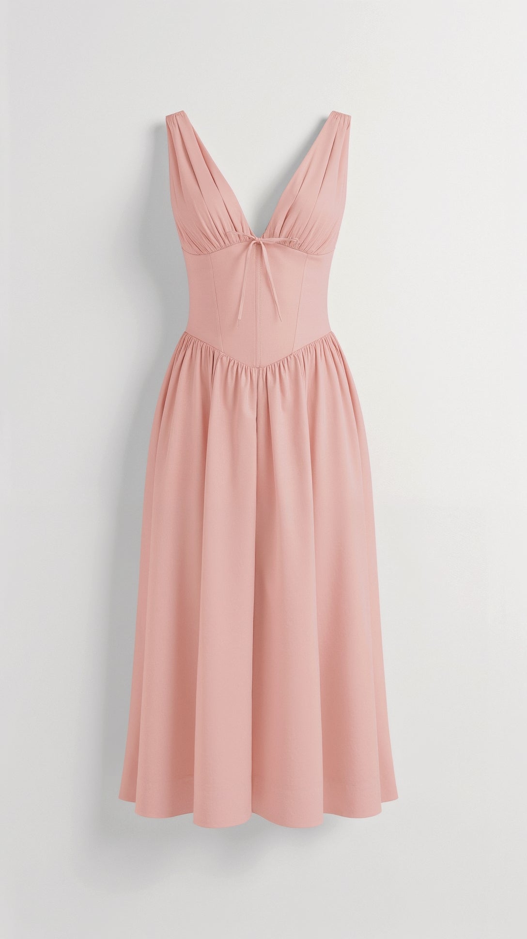 Womens Plunge Midi Dress – Elegant Twist Front Occasion Style