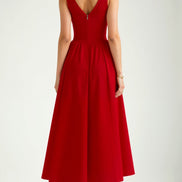 Womens Plunge Midi Dress – Elegant Twist Front Occasion Style