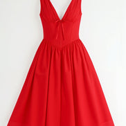 Womens Plunge Midi Dress – Elegant Twist Front Occasion Style