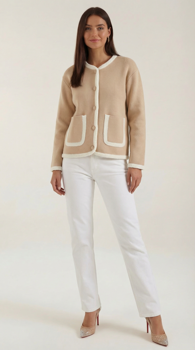 Claire – Cardigan Women Cropped Cardigan Button Front Knit Jacket Elegant