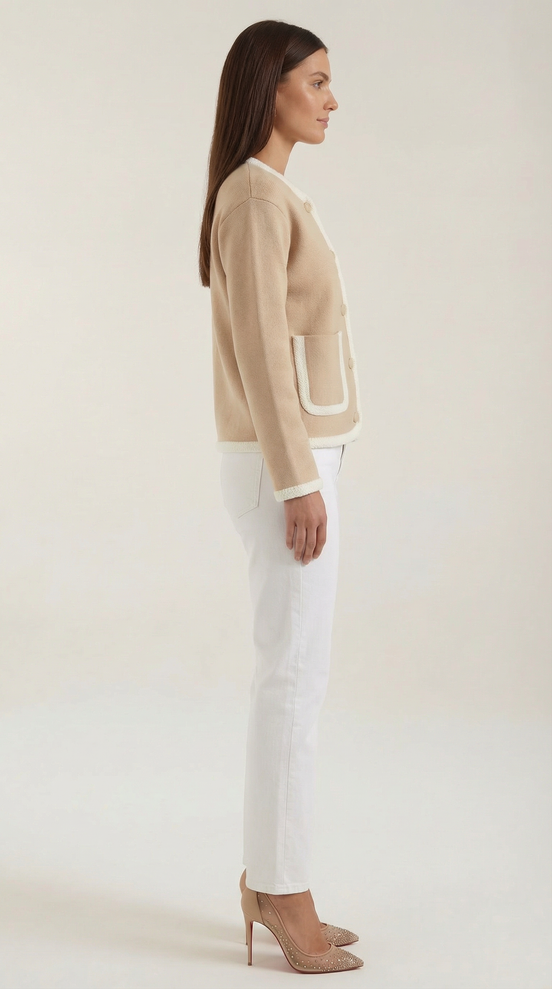 Claire – Cardigan Women Cropped Cardigan Button Front Knit Jacket Elegant