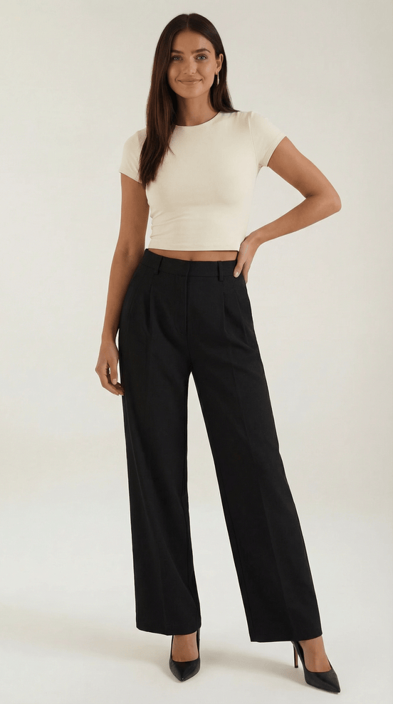 Womens Straight Leg Trousers – Relaxed Pleated Everyday Style