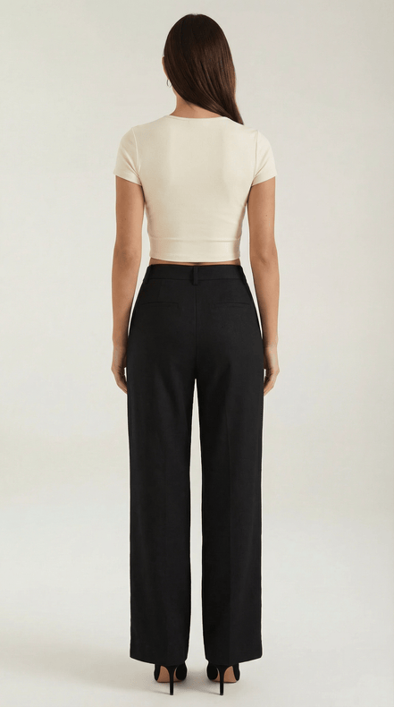 Womens Straight Leg Trousers – Relaxed Pleated Everyday Style