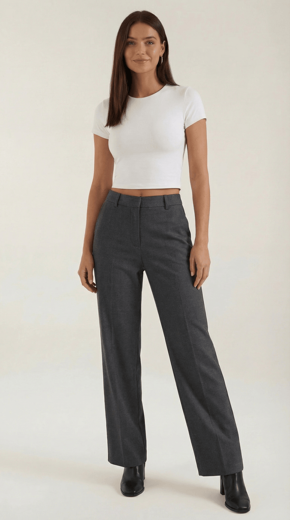Womens Straight Leg Trousers – Relaxed Pleated Everyday Style
