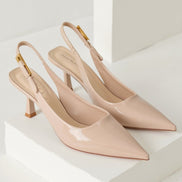 Womens Pointed Toe Slingback Heels – Low Heel Elegant Court Style