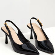 Womens Pointed Toe Slingback Heels – Low Heel Elegant Court Style