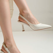 Womens Pointed Toe Slingback Heels – Low Heel Elegant Court Style