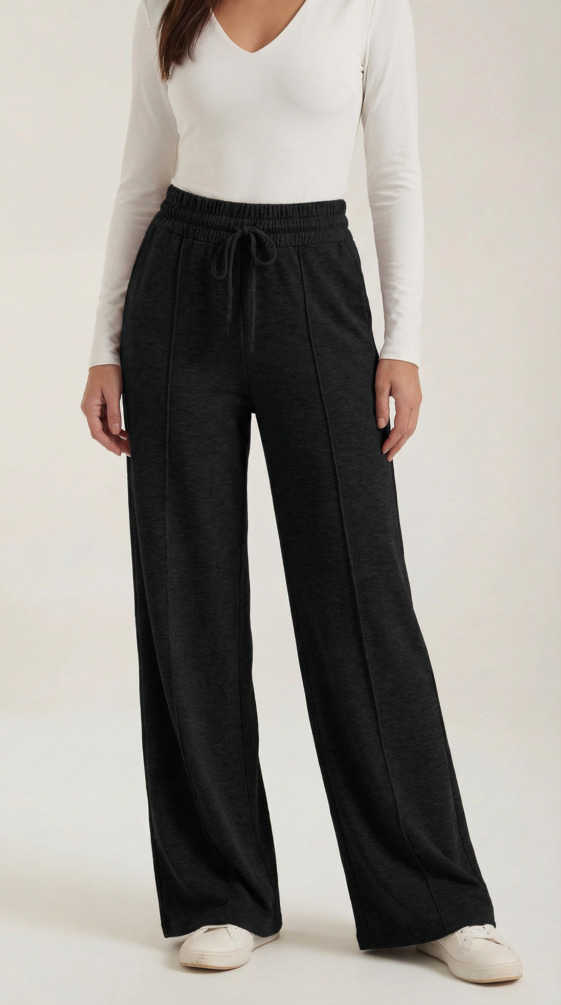 Womens Wide Leg Trousers – High-Rise Drawstring Fit