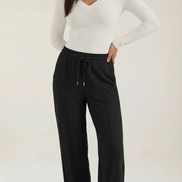 Womens Wide Leg Trousers – High-Rise Drawstring Fit