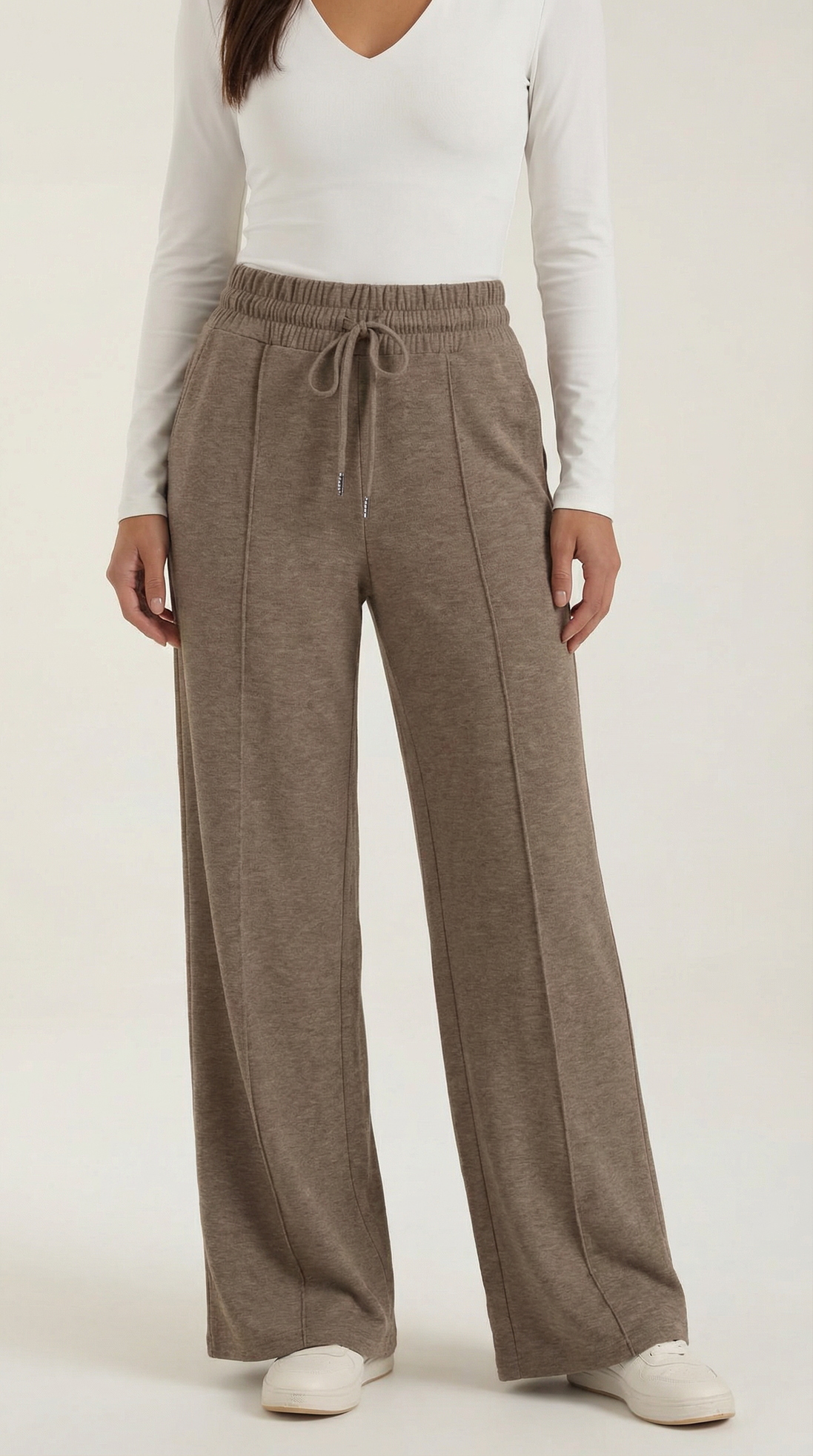Womens Wide Leg Trousers – High-Rise Drawstring Fit