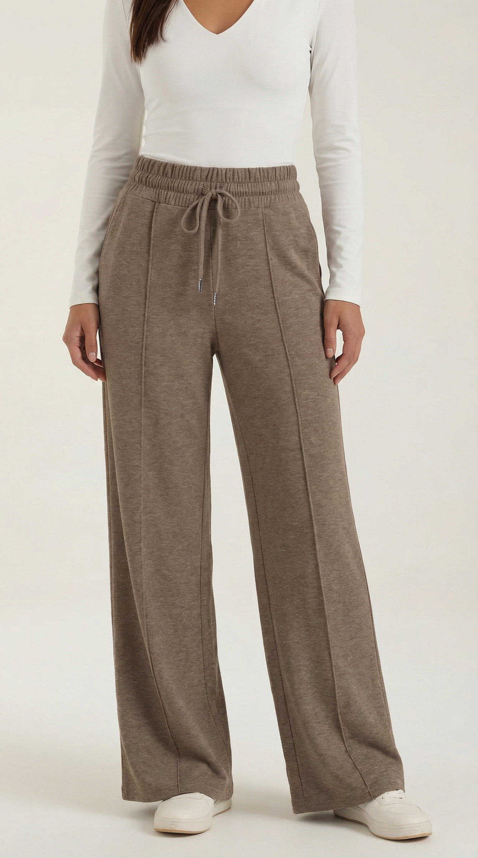 Womens Wide Leg Trousers – High-Rise Drawstring Fit