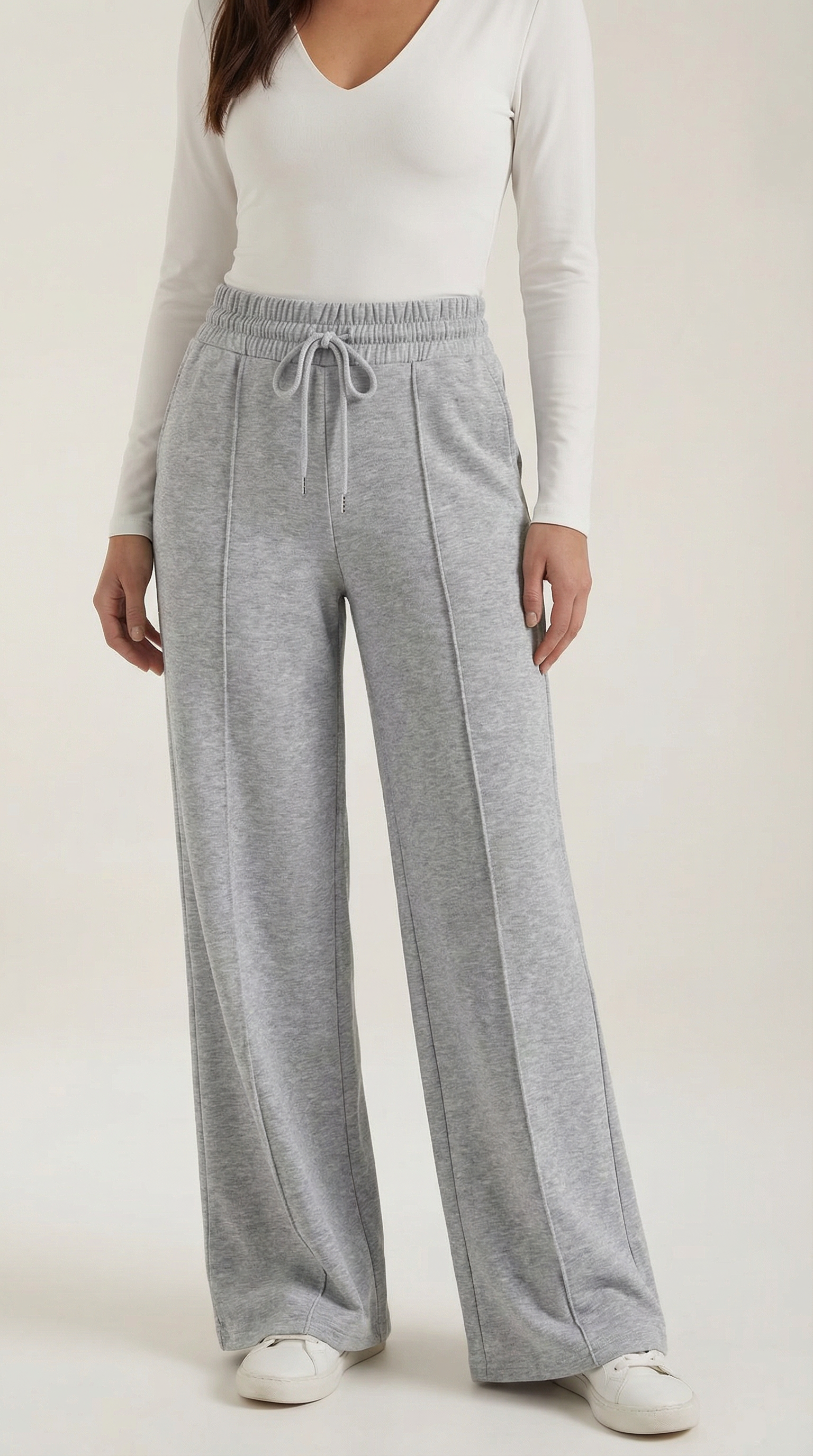 Womens Wide Leg Trousers – High-Rise Drawstring Fit