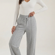 Womens Wide Leg Trousers – High-Rise Drawstring Fit