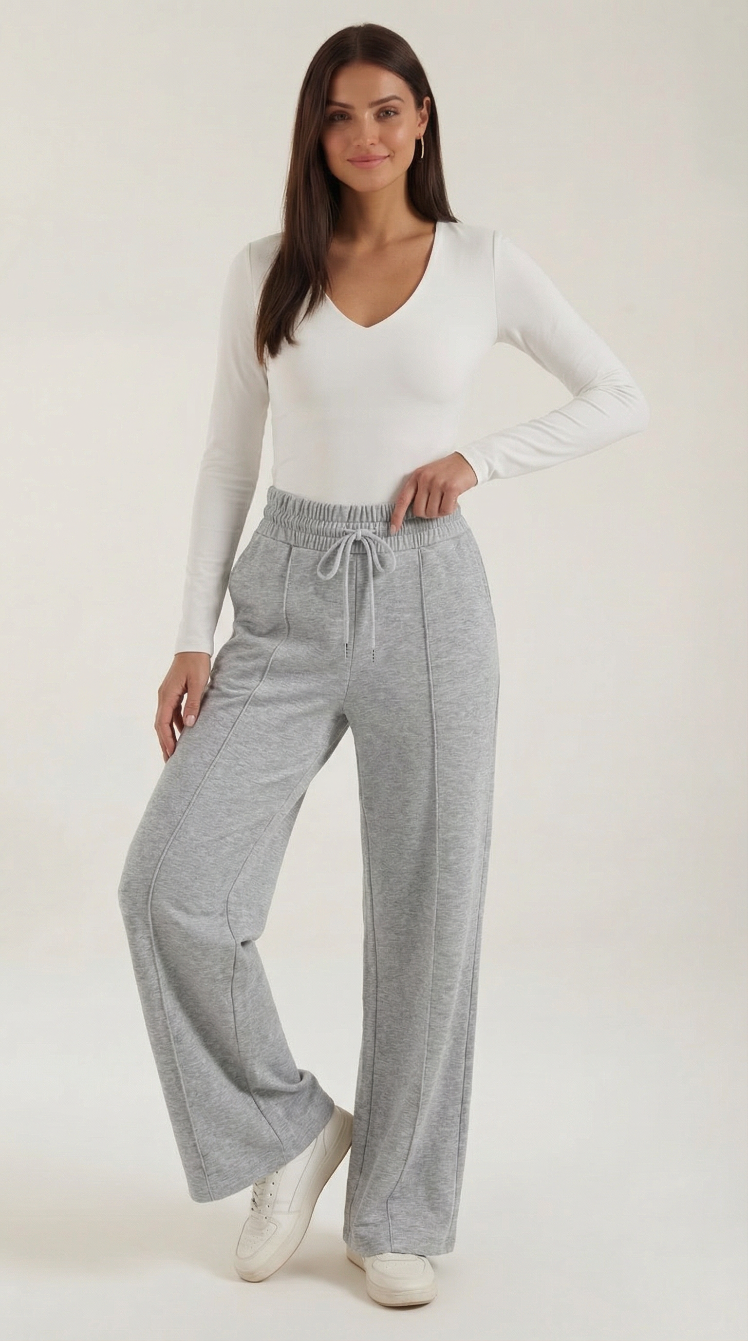 Womens Wide Leg Trousers – High-Rise Drawstring Fit