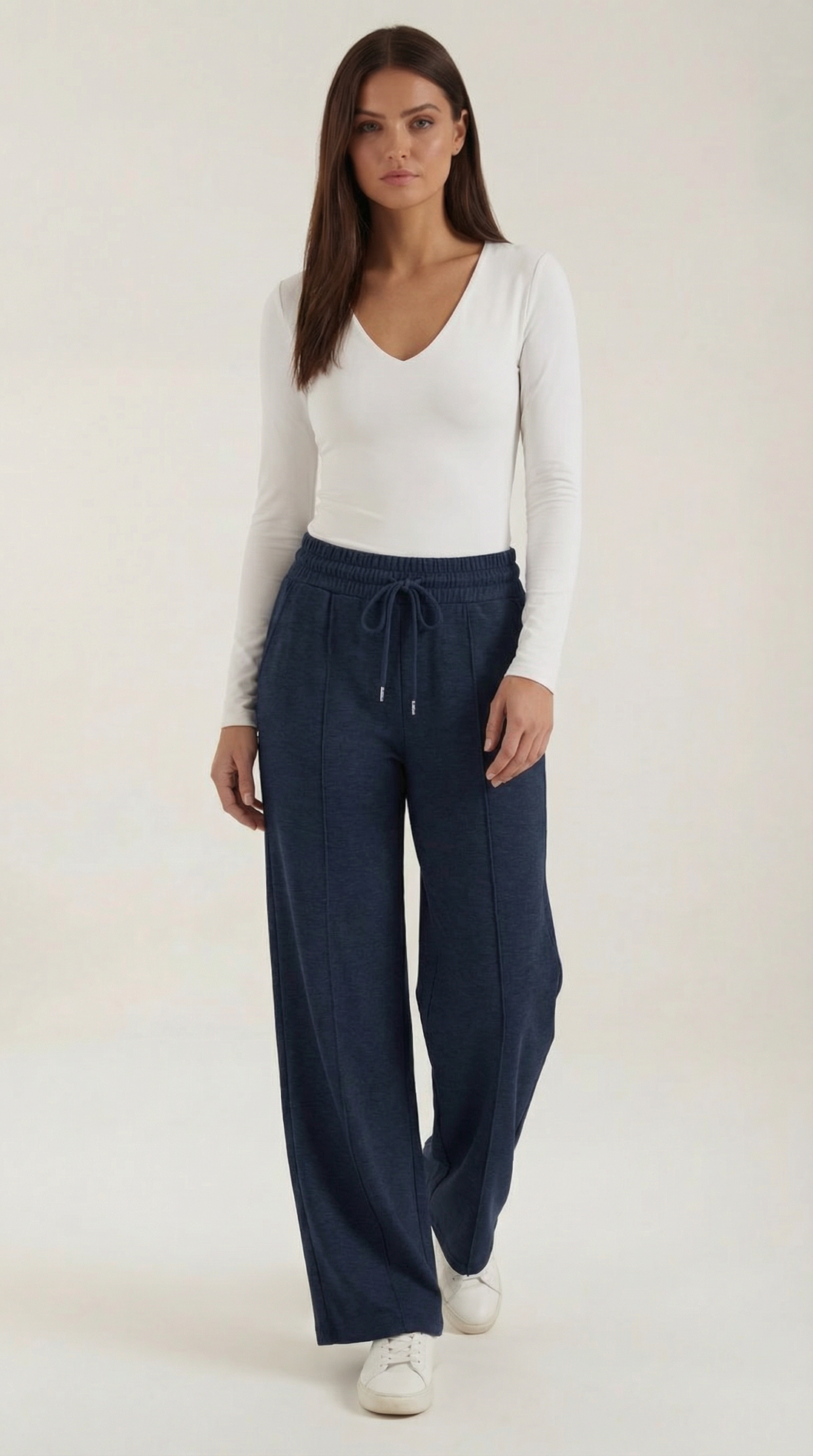 Womens Wide Leg Trousers – High-Rise Drawstring Fit