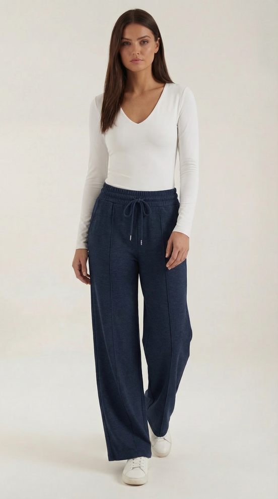 Womens Wide Leg Trousers – High-Rise Drawstring Fit