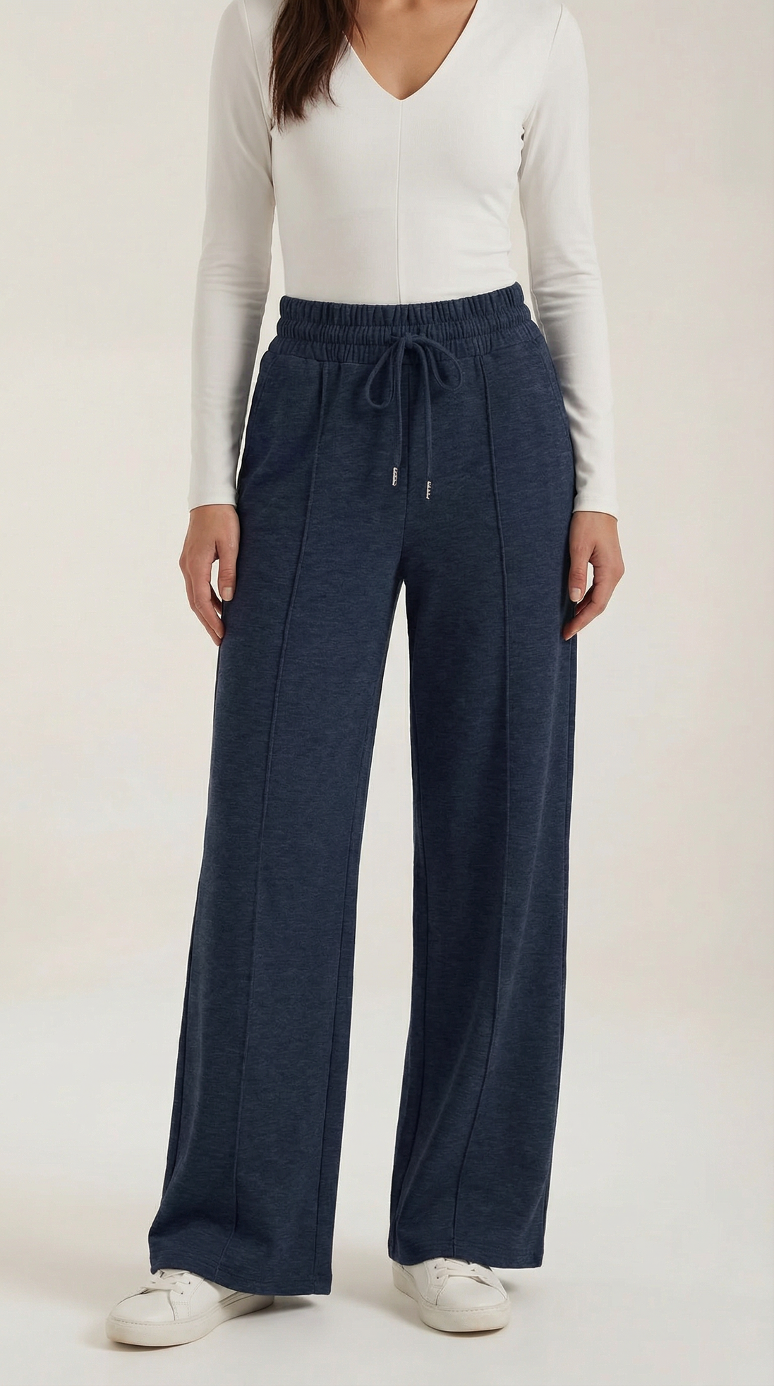 Womens Wide Leg Trousers – High-Rise Drawstring Fit