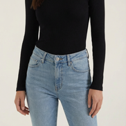 Womens Ribbed Long Sleeve Top – Fitted Crew Neck Essential