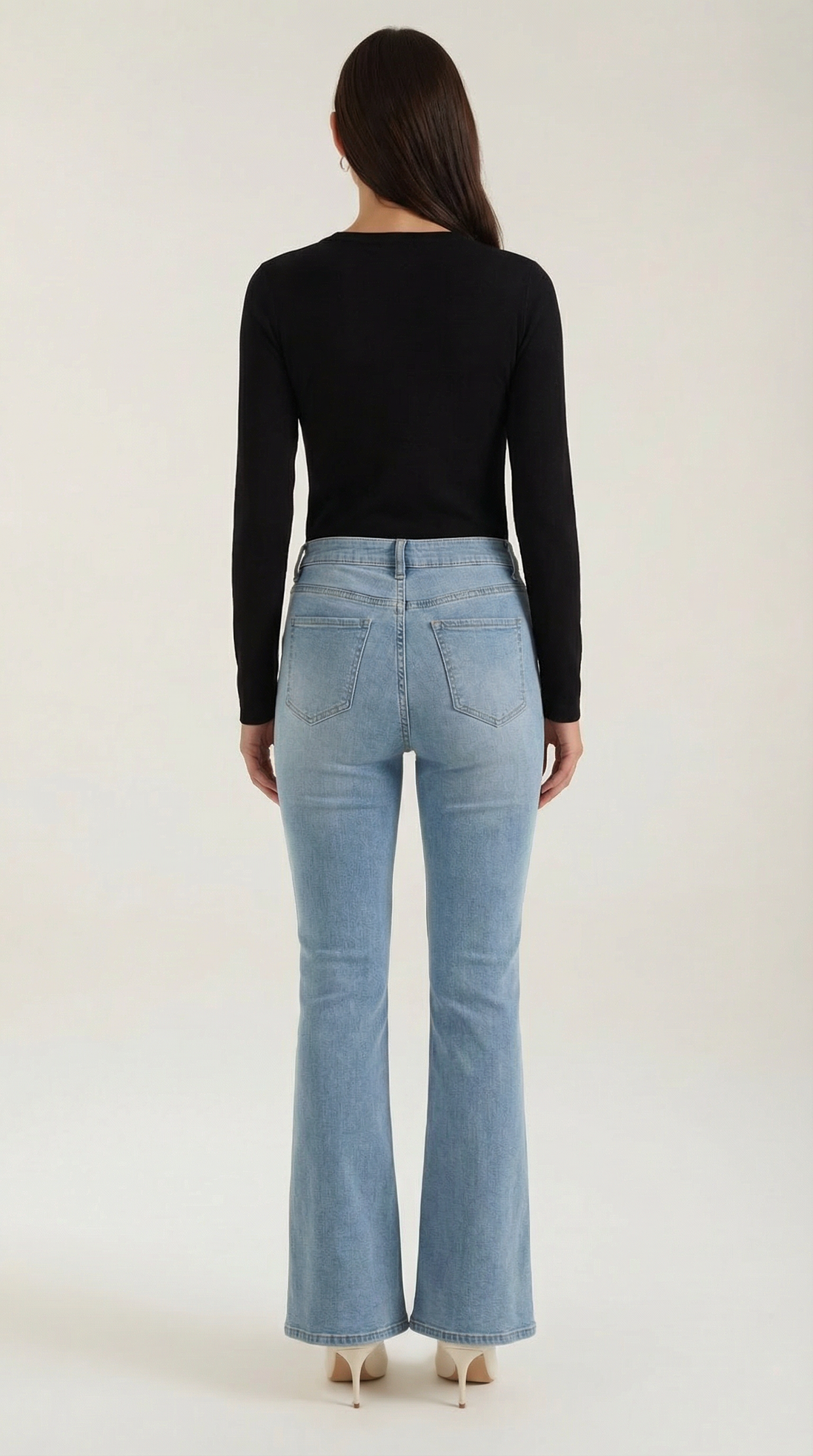 Womens Ribbed Long Sleeve Top – Fitted Crew Neck Essential